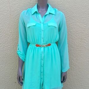 R&B LADIES FULLY LINED SEE-THROUGH MIDI DRESS (BUCKLE CLOSURE) * VIETNAM